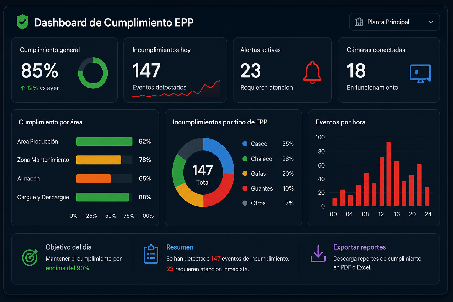 Plataforma de analítica de cumplimiento de EPP